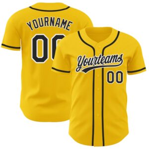 Yellow Black-White Authentic Baseball Jersey, Custom Baseball&hellip;