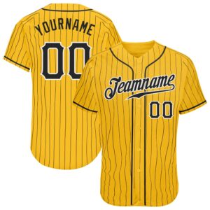 Yellow Black Pinstripe Black-White Authentic Baseball Jersey,&hellip;