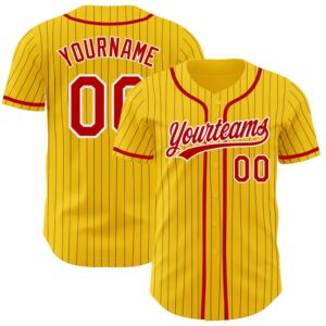 Yellow Black Pinstripe Red-White Authentic Baseball Jersey,&hellip;