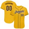 Yellow Black-White Authentic Baseball Jersey, Custom Baseball Jersey, Personalized Sport Jersey