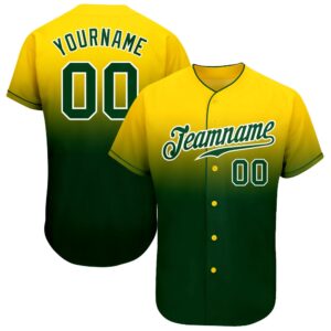 Yellow Green-White Authentic Fade Fashion Baseball Jersey,&hellip;