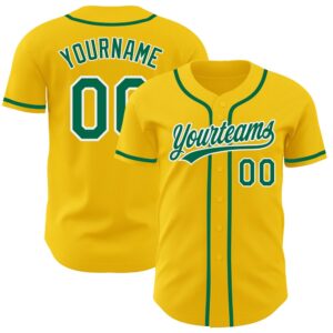 Yellow Kelly Green-White Authentic Baseball Jersey, Custom&hellip;