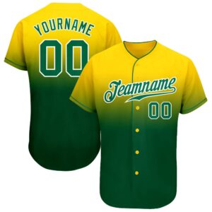 Yellow Kelly Green-White Authentic Fade Fashion Baseball&hellip;