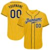 Yellow Light Blue Pinstripe Light Blue-White Authentic Baseball Jersey, Custom Baseball Jersey, Personalized Sport Jersey