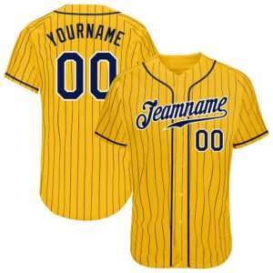 Yellow Navy Pinstripe Navy-White Authentic Baseball Jersey,&hellip;