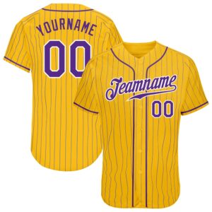 Yellow Purple Pinstripe Purple-White Authentic Baseball Jersey,&hellip;