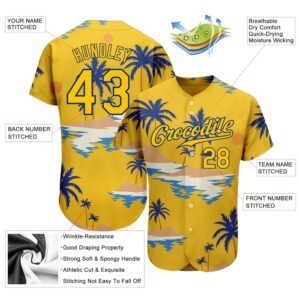 Yellow Royal 3D Pattern Design Sun Beach Hawaii Palm Trees Authentic Baseball Jersey Custom Baseball Jersey Personalized Sport Jersey 2 ihrtf3.jpg