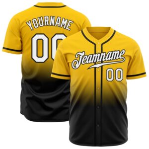 Yellow White-Black Authentic Fade Fashion Baseball Jersey,&hellip;