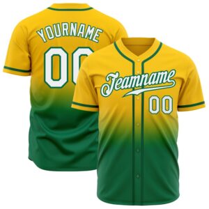 Yellow White-Kelly Green Authentic Fade Fashion Baseball&hellip;