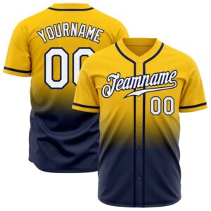 Yellow White-Navy Authentic Fade Fashion Baseball Jersey,&hellip;