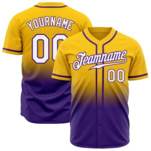 Yellow White-Purple Authentic Fade Fashion Baseball Jersey,&hellip;
