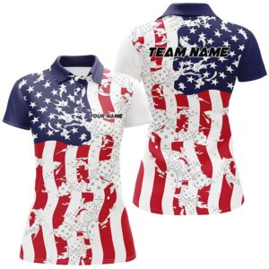 American Flag Custom Pickleball Team Shirts For Women, Patriotic Pickleball Polo Shirts, Pickleball Polo Shirts