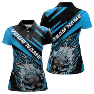 Black And Blue Custom Flame Pickleball Polo&hellip;