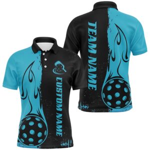 Black And Blue Custom Flame Pickleball Shirts&hellip;