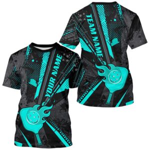 Black And Blue Custom Flame Pickleball T-Shirts&hellip;