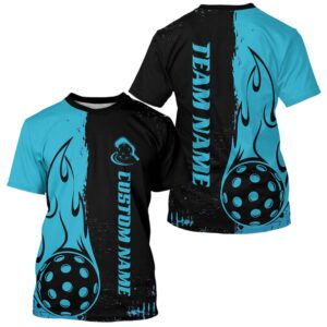 Black And Blue Custom Flame Pickleball T-Shirts&hellip;