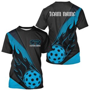 Black And Blue Custom Flame Pickleball T-Shirts&hellip;