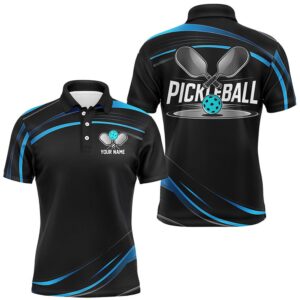 Black And Blue Custom Mens Pickleball Shirts,&hellip;