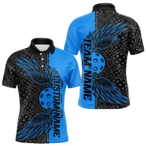 Black And Blue Custom Pickleball Wings Polo&hellip;