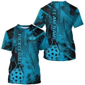 Black And Blue Flame Custom Pickleball T-Shirts&hellip;