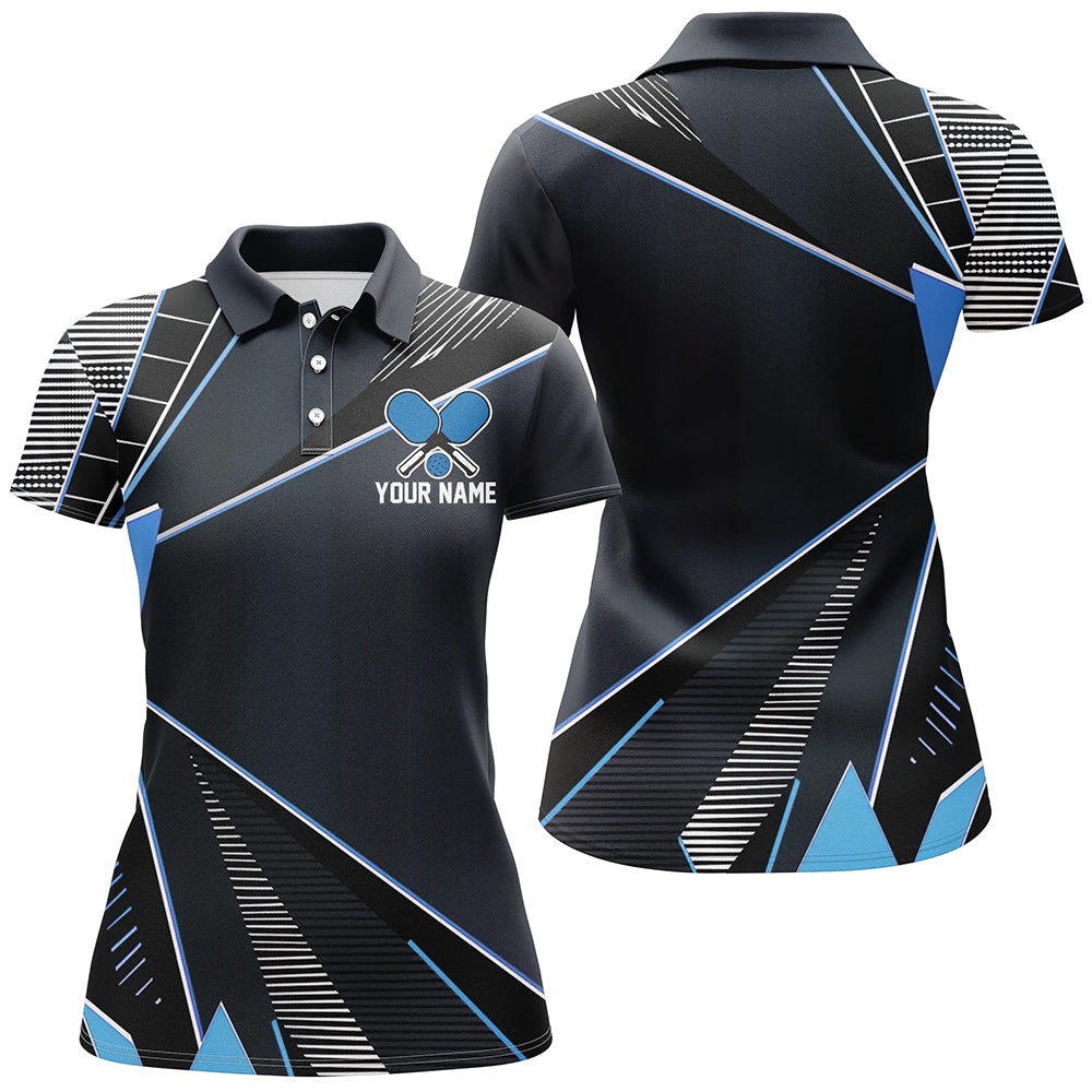 Black And Blue  Pickleball Polo Shirts for women, Pickleball Polo Shirts, Pickleball Polo Shirts