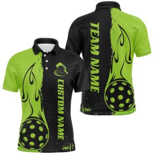 Black And Green Custom Flame Pickleball Shirts&hellip;