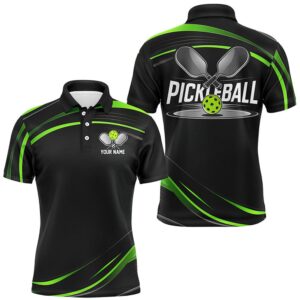 Black And Green Custom Mens Pickleball Shirts,&hellip;