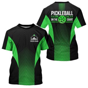 Black And Green Custom Pickleball T-Shirts For&hellip;