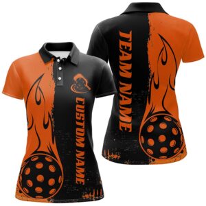 Black And Orange Custom Flame Ladies Pickleball&hellip;