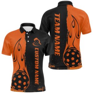 Black And Orange Custom Flame Pickleball Shirts&hellip;