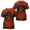 Black And Orange Flame Custom Pickleball T-Shirts For Men, Pickleball Uniforms Team Pickleball 3D TShirts