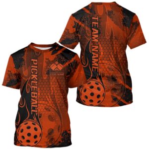 Black And Orange Flame Custom Pickleball T-Shirts&hellip;