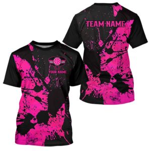 Black And Pink Splatter Custom Pickleball T-Shirts&hellip;