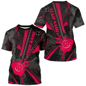 Black And Red Custom Flame Pickleball T-Shirts&hellip;