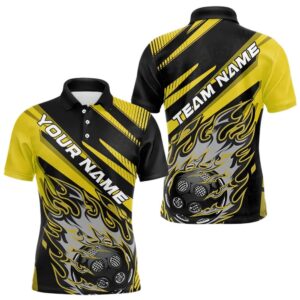 Black And Yellow Custom Flame Pickleball Polo&hellip;
