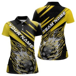 Black And Yellow Custom Flame Pickleball Polo&hellip;