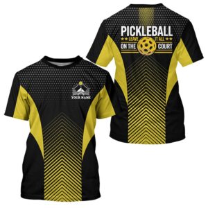 Black And Yellow Custom Pickleball T-Shirts For&hellip;