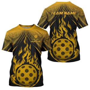 Black And Yellow Fire Pickleball Ball Custom&hellip;