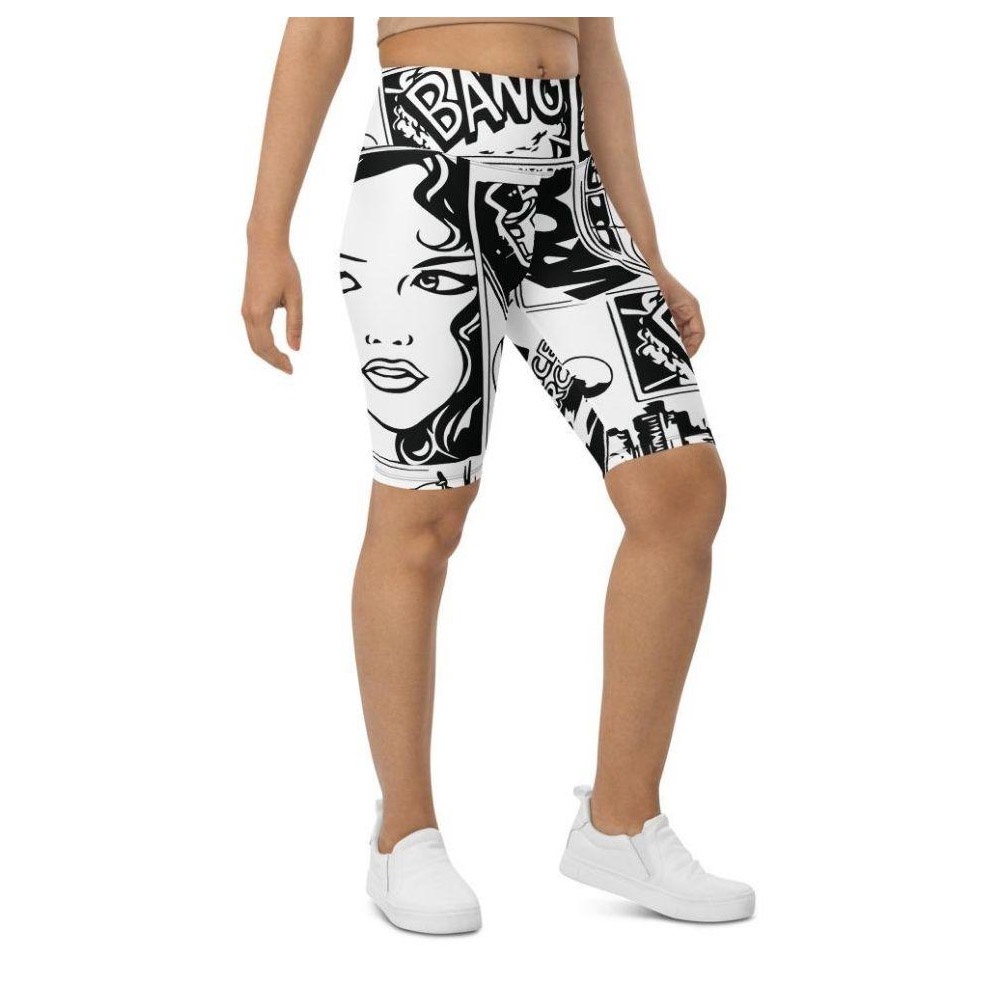 Black & White Comic Book Biker Shorts, Biker Shorts For Mom, Shorts Mother’s Day, Mother Day Gift