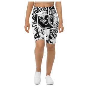 Black & White Comic Book Biker Shorts,&hellip;