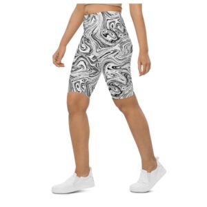 Black & White Marble Biker Shorts, Biker&hellip;
