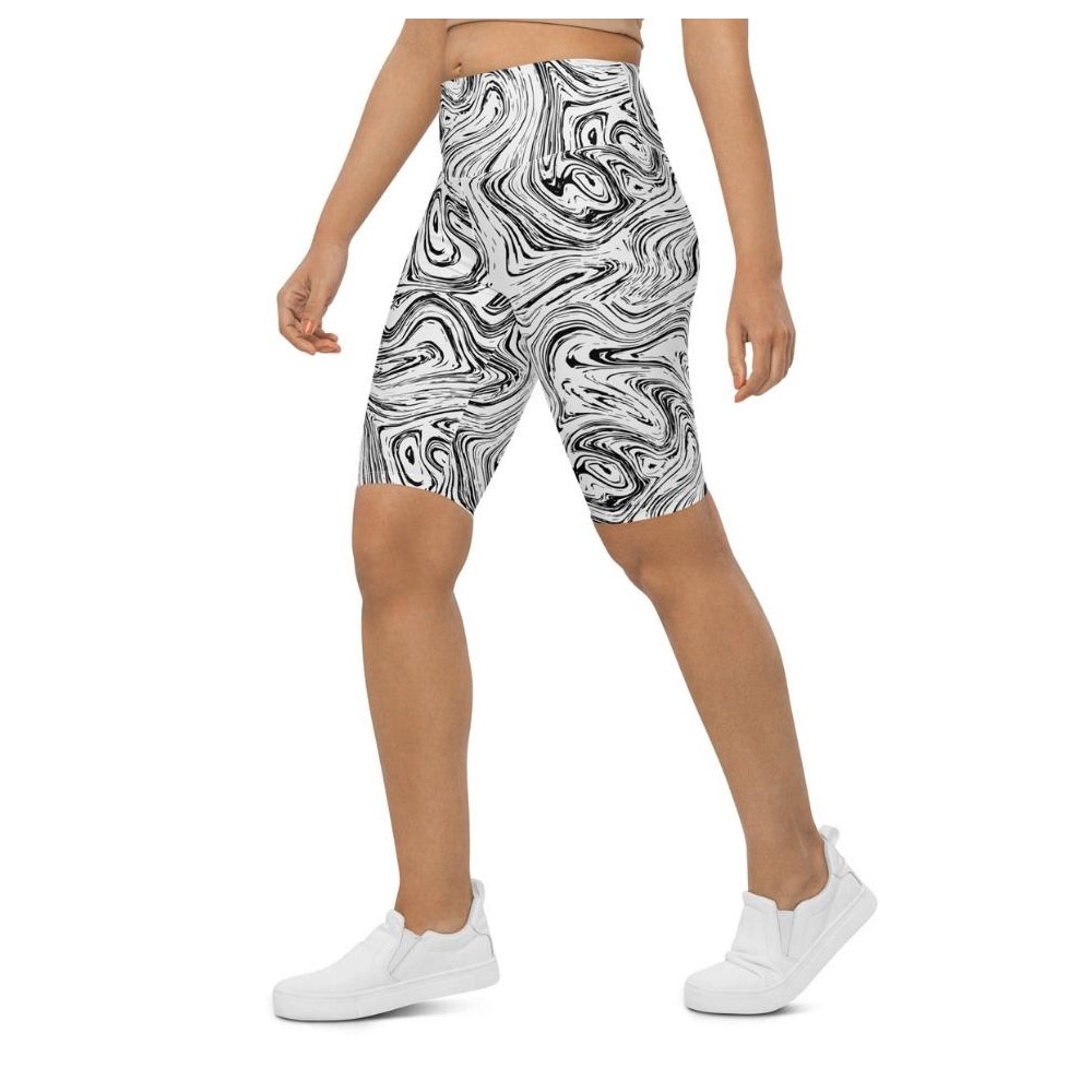 Black & White Marble Biker Shorts, Biker Shorts For Mom, Shorts Mother’s Day, Mother Day Gift