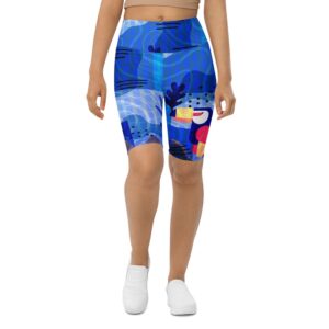 Blue Abstract Biker Shorts, Biker Shorts For&hellip;