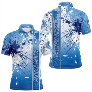 Blue And White Splatter Custom Pickleball Polo&hellip;
