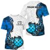 Blue Flame Pickleball Ball Custom Pickleball T-Shirts For Men, Outdoor Pickleball 3D TShirts