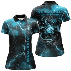 Blue Thunder Lightning Custom Dragon Pickleball Polo&hellip;