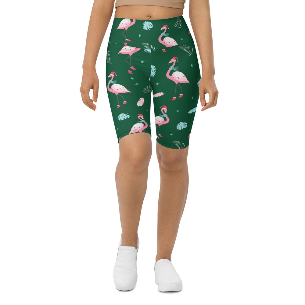 Christmassy Flamingos Biker Shorts, Biker Shorts For Mom, Shorts Mother’s Day, Mother Day Gift