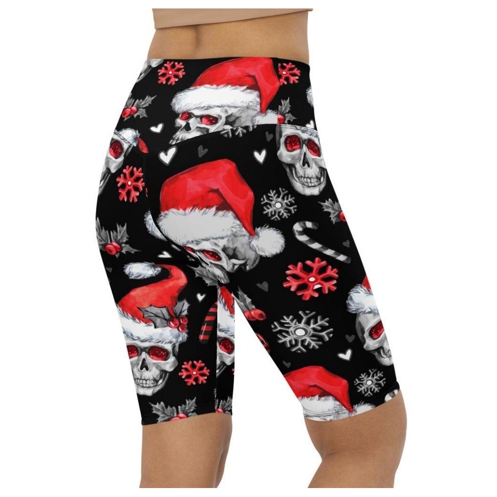 Christmassy Skulls Biker Shorts, Biker Shorts For Mom, Shorts Mother’s Day, Mother Day Gift