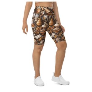 Coffee Shop Print Biker Shorts, Biker Shorts&hellip;