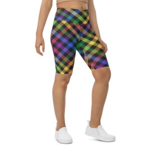 Colorful Plaid Biker Shorts, Biker Shorts For&hellip;